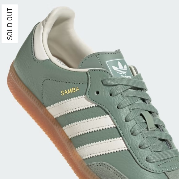 NWT Adidas Samba OG Originals Silver Green Sneakers Size Women’s 6.5 - Picture 6 of 15
